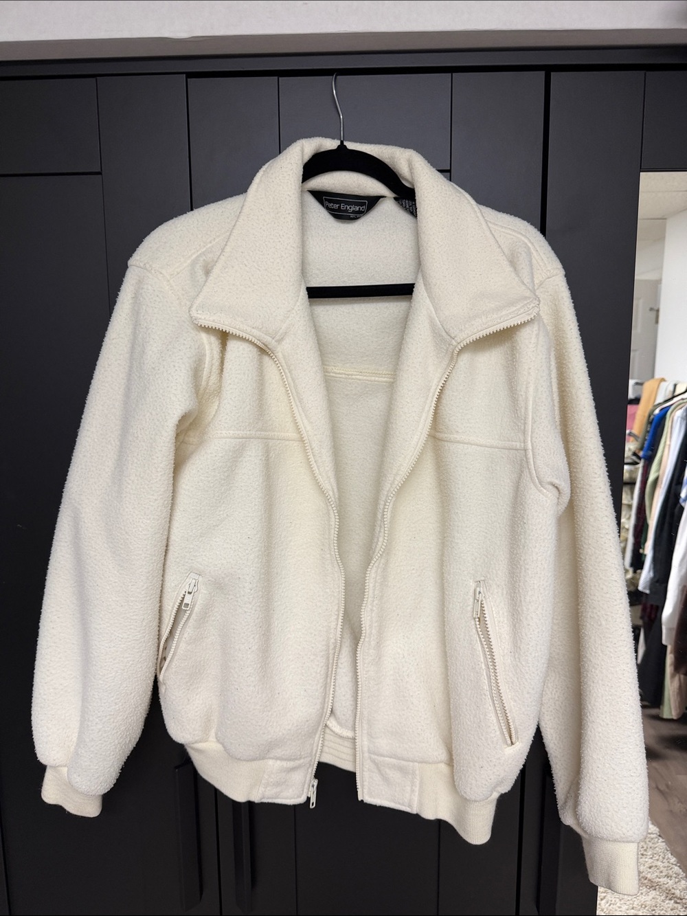 Peter England Off-White Sherpa Zip Jacket